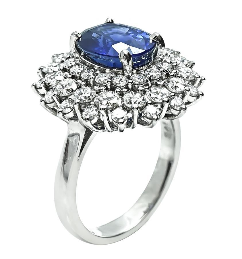 3,06ct Saphir 2,01ct Diamant Ring (Ovalschliff) im Angebot