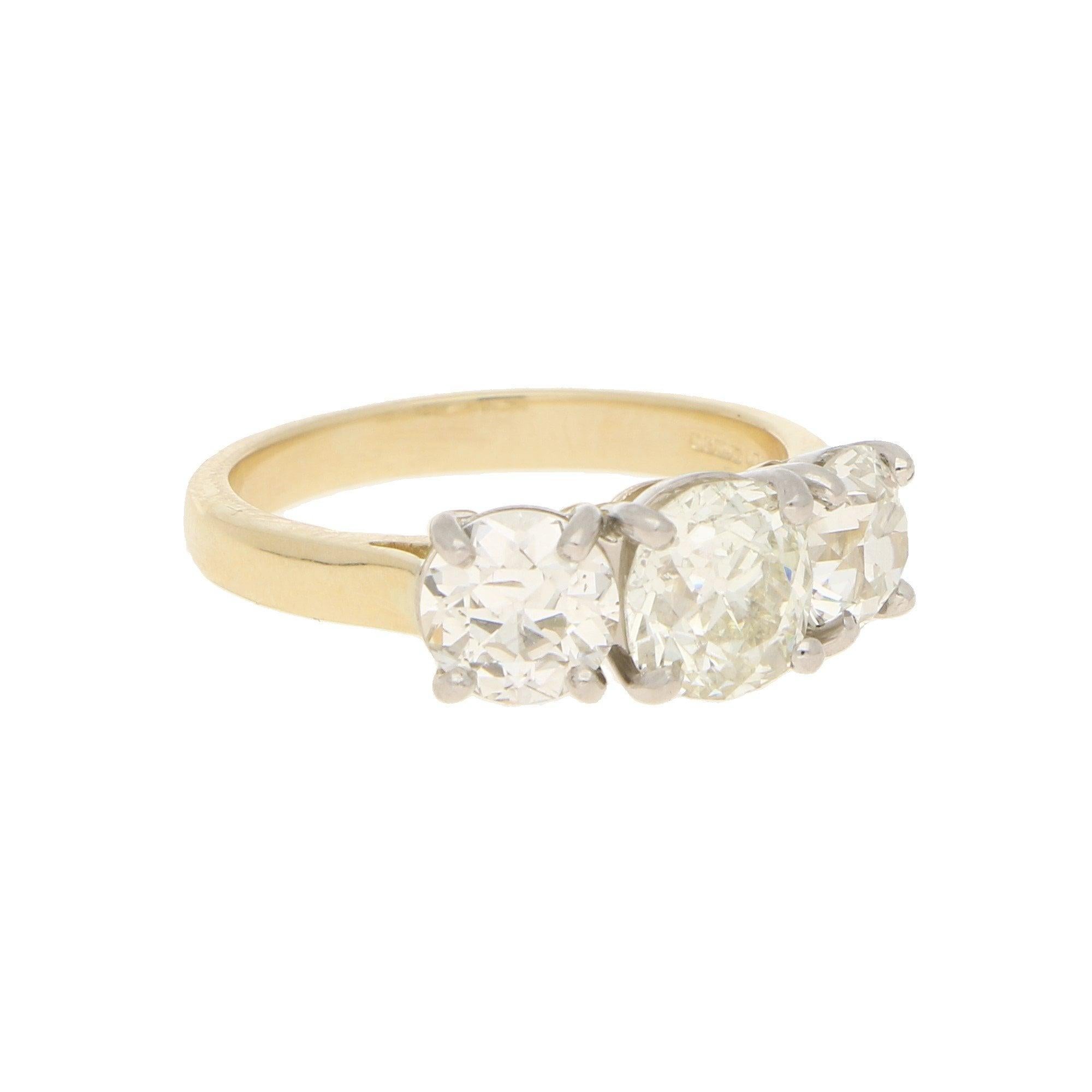 three stone vintage engagement ring