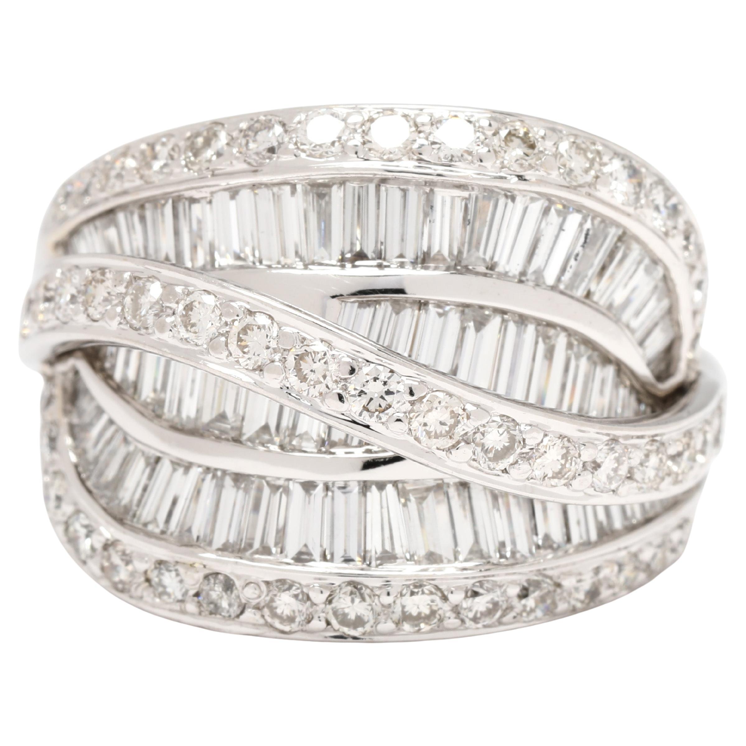 3.06ctw Diamond Twisted Statement Ring, 18k White Gold, Ring Size 8