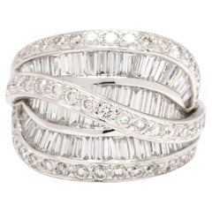 3.06ctw Diamond Twisted Statement Ring, 18k White Gold, Ring Size 8