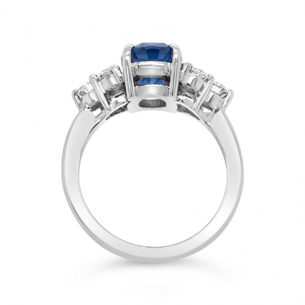 3.07 Carat Certified Blue Mixed-Cut Sapphire & 0.60 Carat Diamond Platinum Ring In New Condition In Southampton, GB