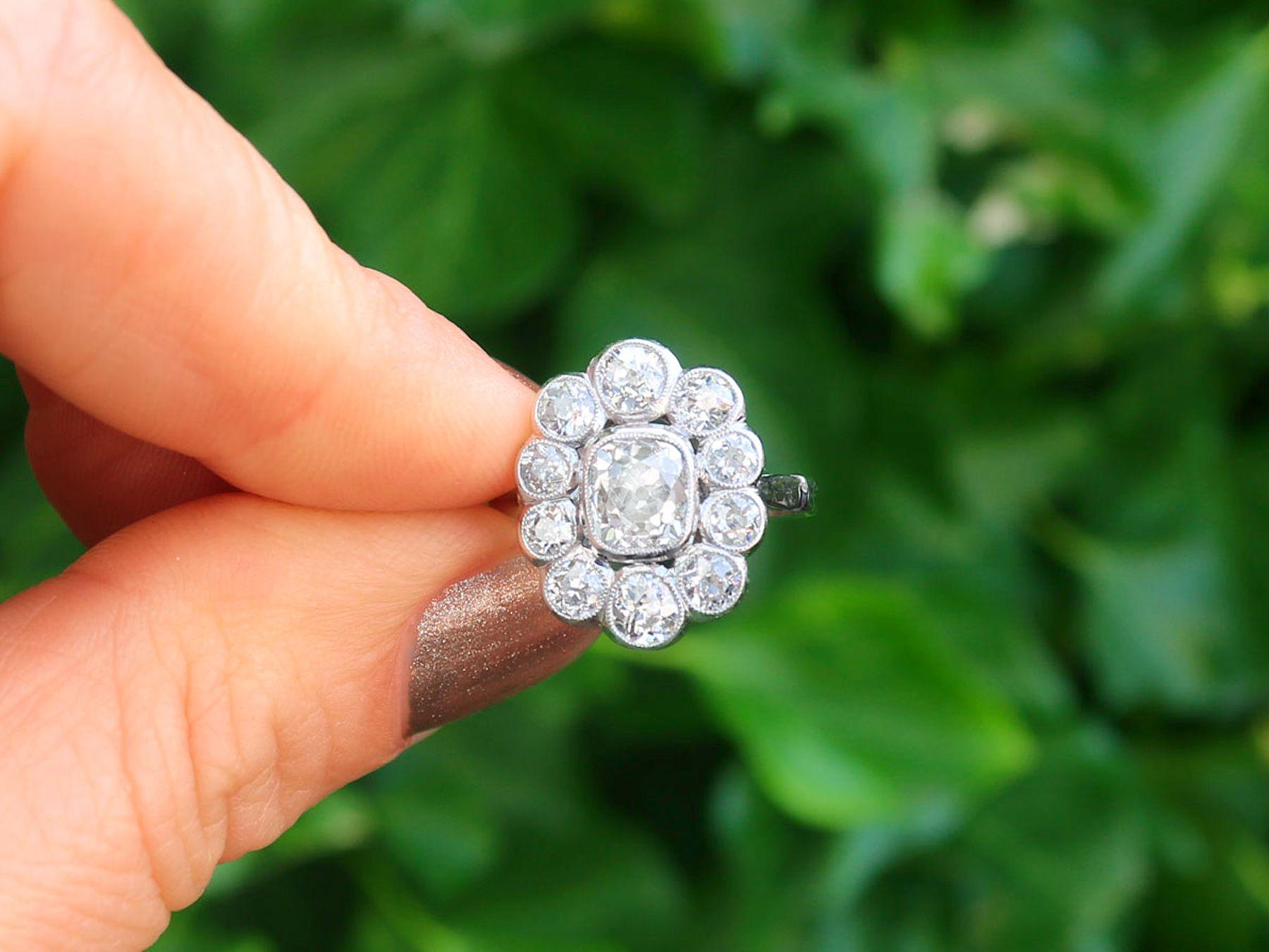 A stunning, fine and impressive antique and vintage 3.07 carat diamond and platinum dress / cocktail ring; part of our diverse diamond jewelry and estate jewelry collections.

Video: A video of this fine piece is available upon request.

This