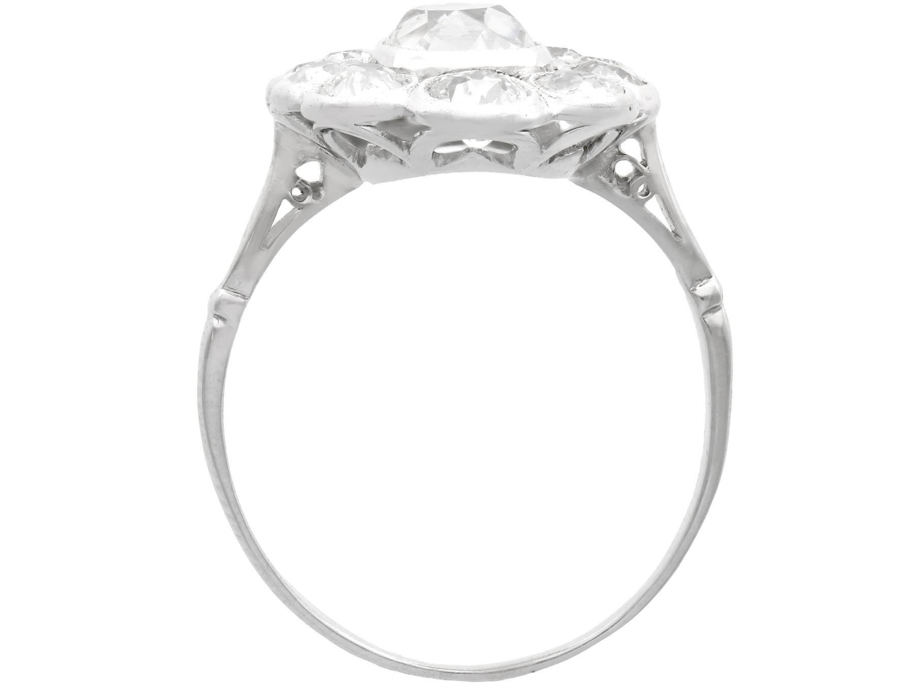 Women's 3.07 Carat Diamond and Platinum Cluster Ring For Sale