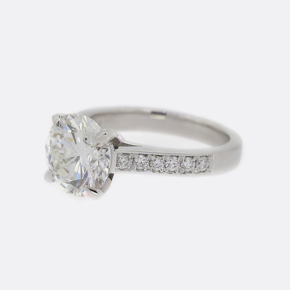 Brilliant Cut 3.07 Carat Diamond Solitaire Engagement Ring For Sale