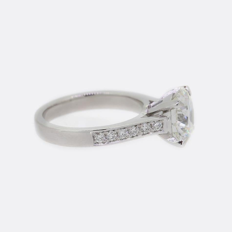 3.07 Carat Diamond Solitaire Engagement Ring In Excellent Condition For Sale In London, GB