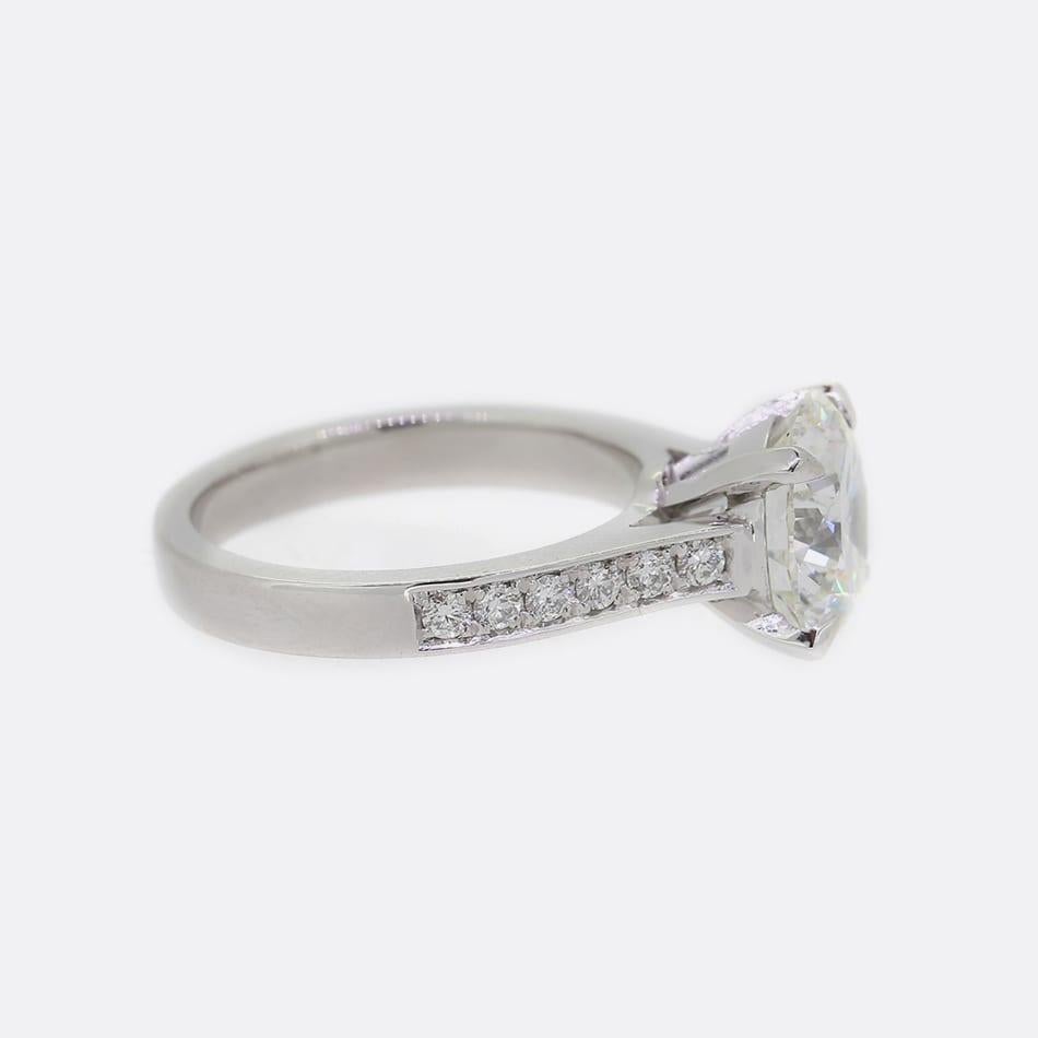 Anillo de compromiso solitario con diamante de 3.07 quilates en Excelente estado para la venta en London, GB