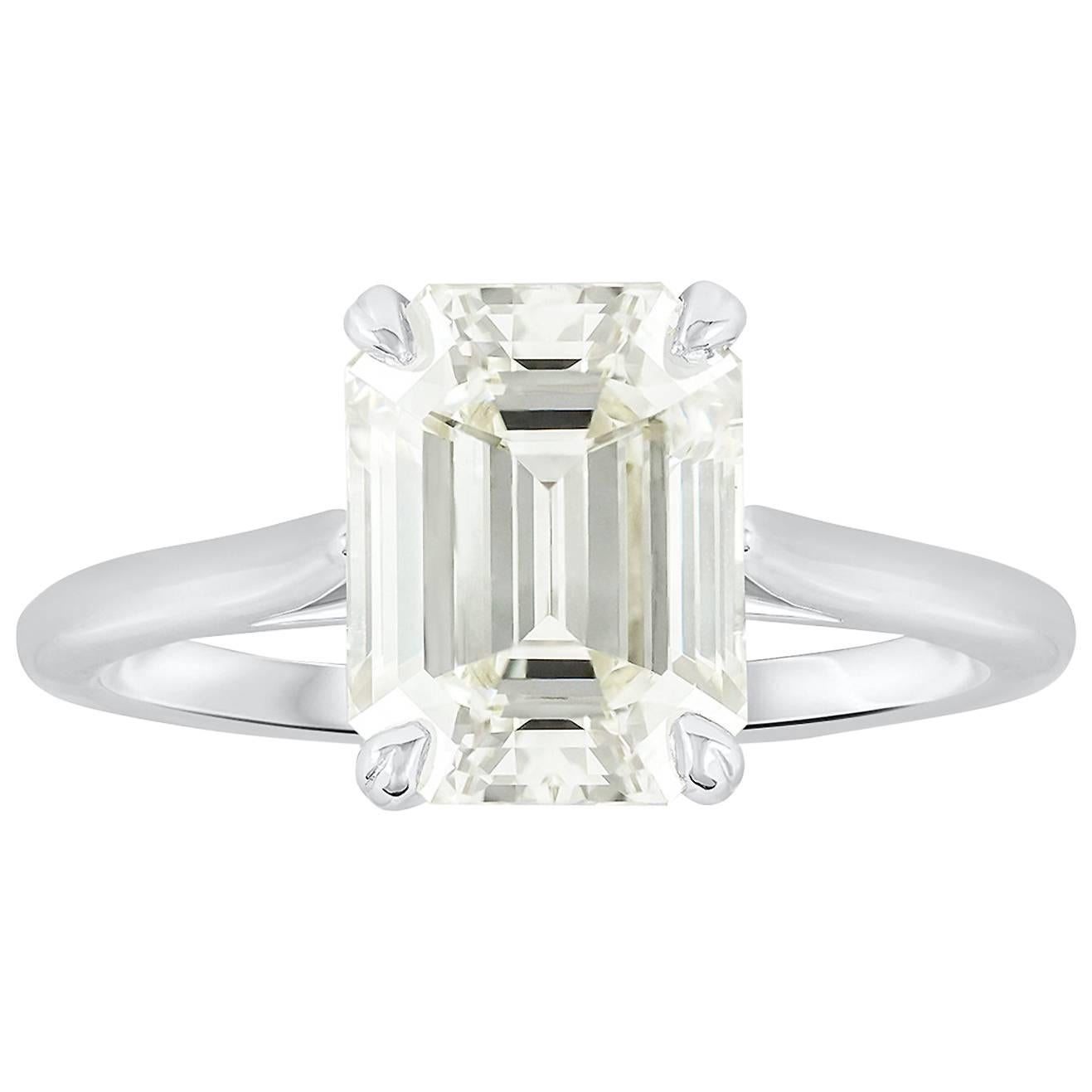 3.07 Carat Emerald Cut Diamond Solitaire Engagement Ring