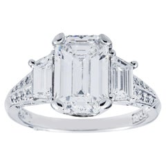 3.07 Carat Emerald Diamond Ring 18K Gold Everyday Royalty Signature