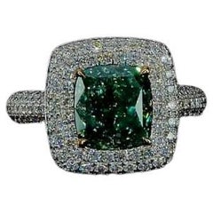 3.07 Carat Fancy Brownish Greenish Yellow Diamond Ring I1 Clarity GIA Certified