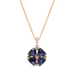 Sunita Nahata Iolite 3.07ct. Pendant in 18KRG with Tsavorite & White Diamond