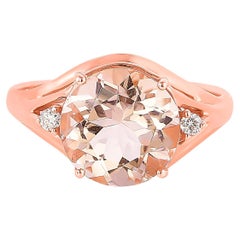 3.07 Carat Morganite and Diamond Ring in 18 Karat Rose Gold