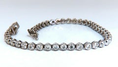 3.07 Carat Natural Round Diamonds Tubular Flush Link Tennis Bracelet 14kt