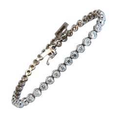 3.07 Carat Natural Round Diamonds Tubular Flush Link Tennis Bracelet 14kt*