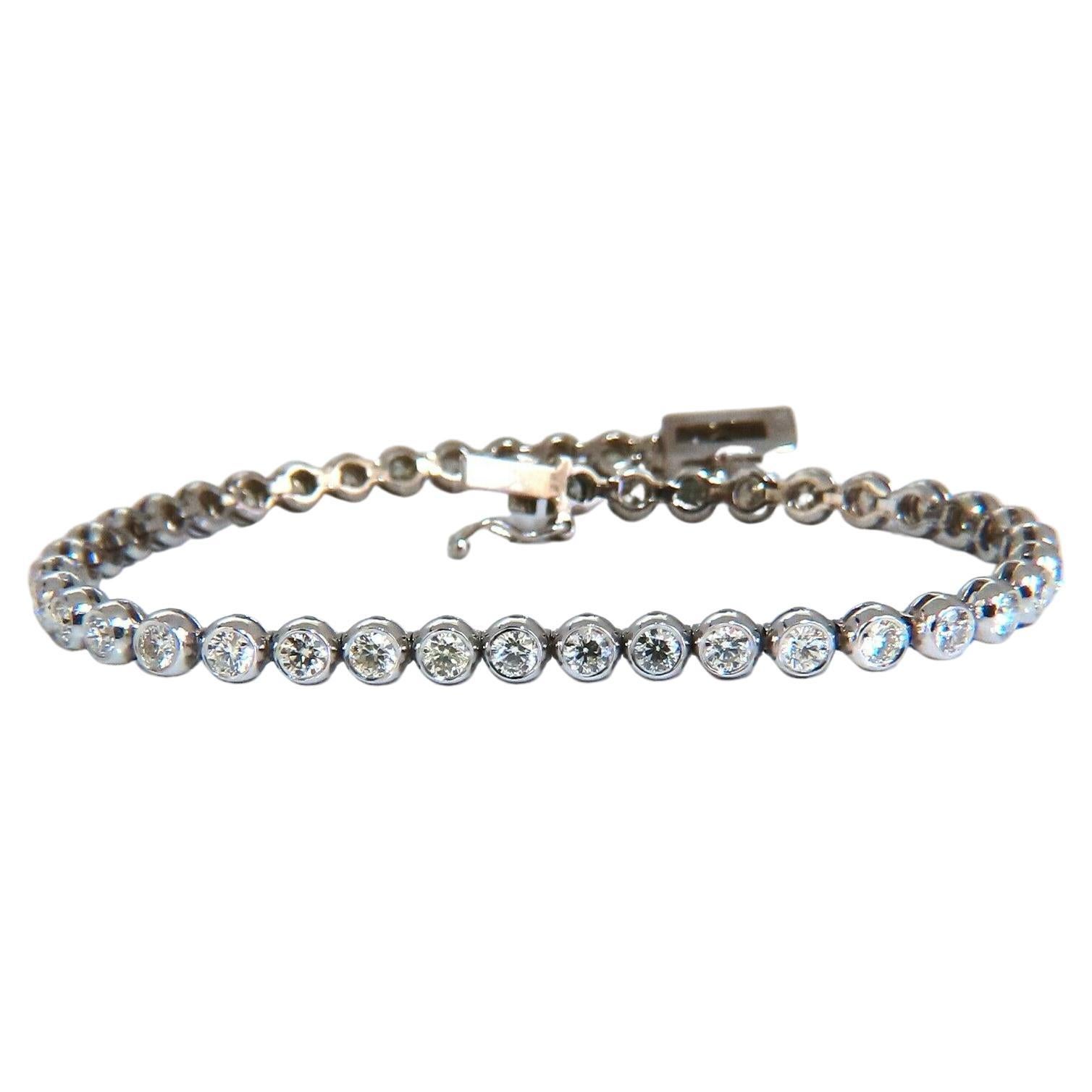 3,07 carati di diamanti tondi naturali, bracciale tennis tubolare A Link 14kt