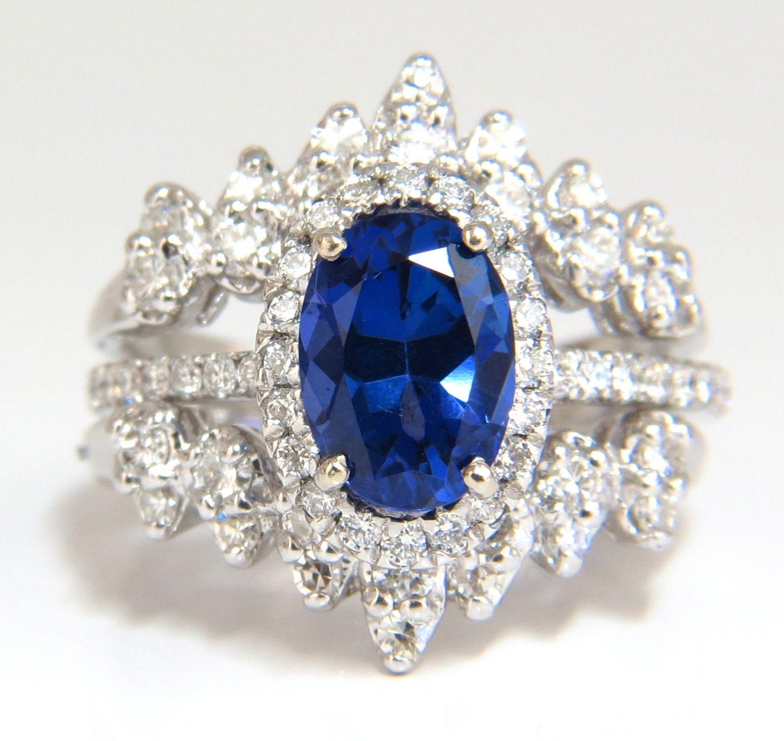 3,07 Karat natürlicher Tansanit Diamantring und Insert Jacke Ring im Angebot 6