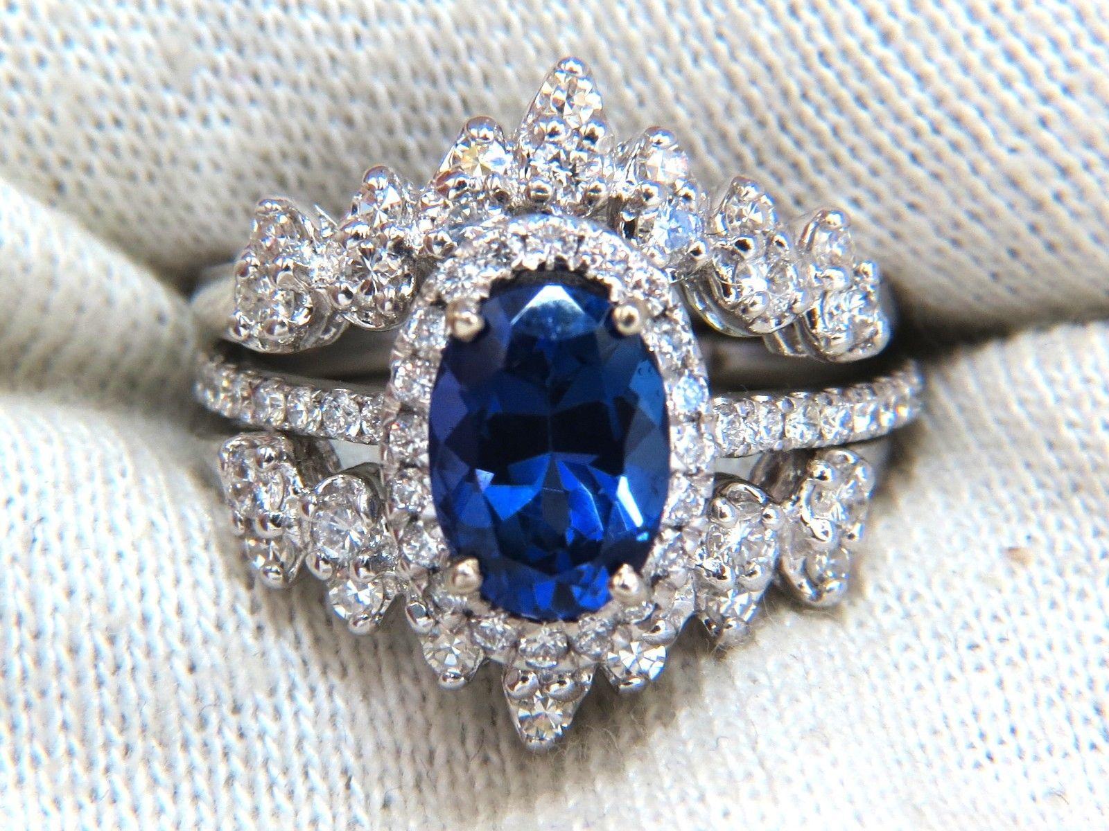 3,07 Karat natürlicher Tansanit Diamantring und Insert Jacke Ring (Ovalschliff) im Angebot