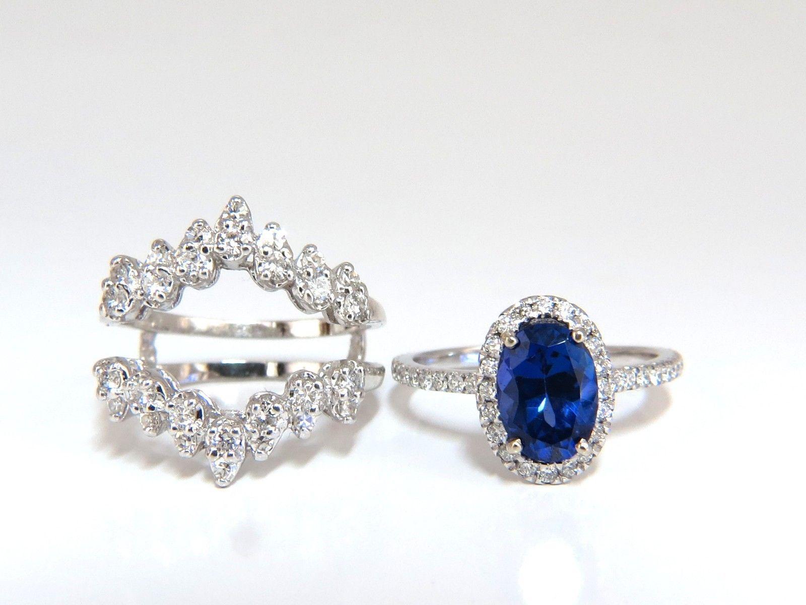 3,07 Karat natürlicher Tansanit Diamantring und Insert Jacke Ring im Angebot 3