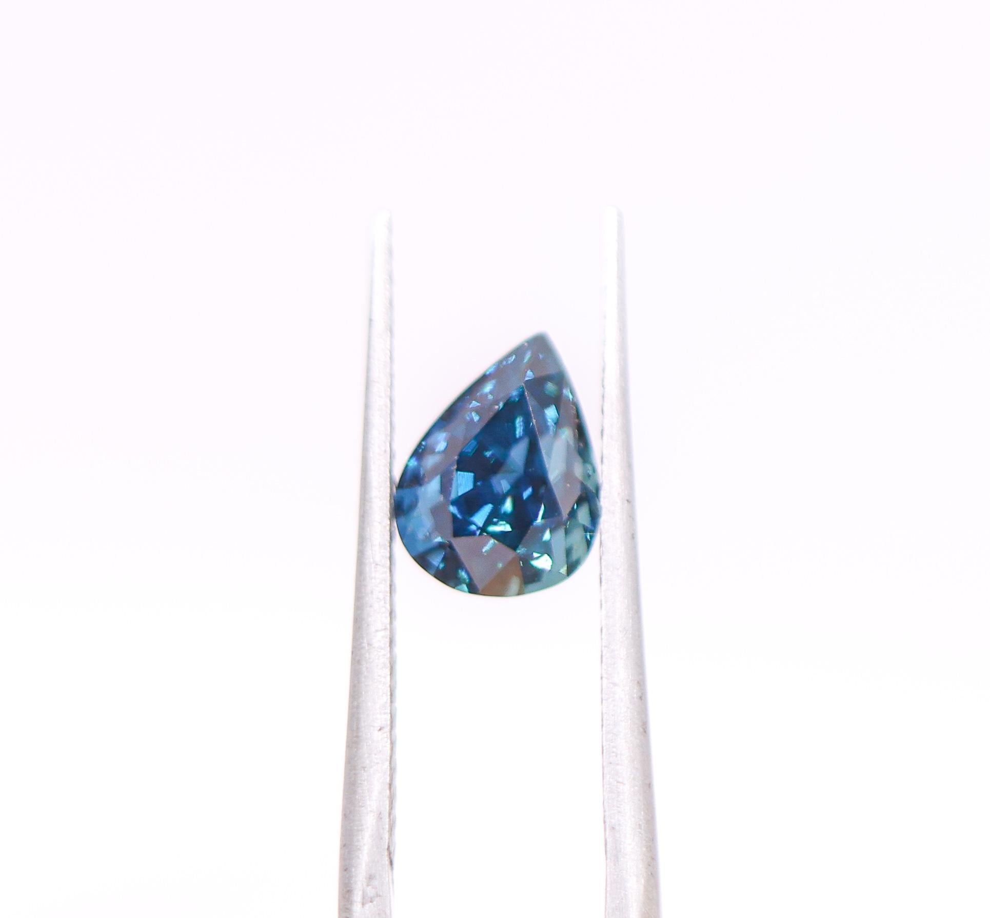 Taille poire Saphir paon en forme de poire de 3,07 carats, pierre précieuse non sertie, 8 x 6 mm en vente