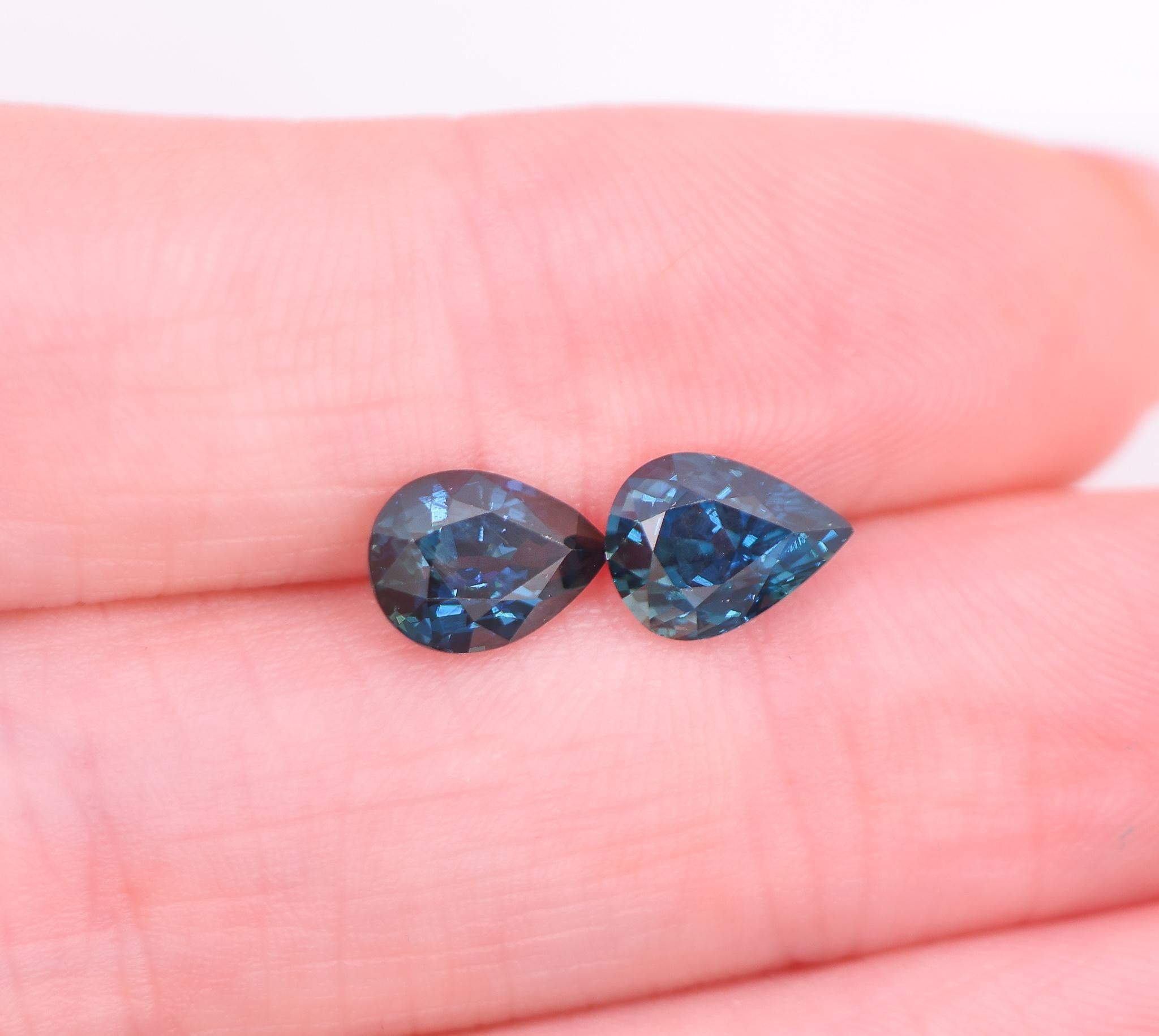 Saphir paon en forme de poire de 3,07 carats, pierre précieuse non sertie, 8 x 6 mm Pour femmes en vente