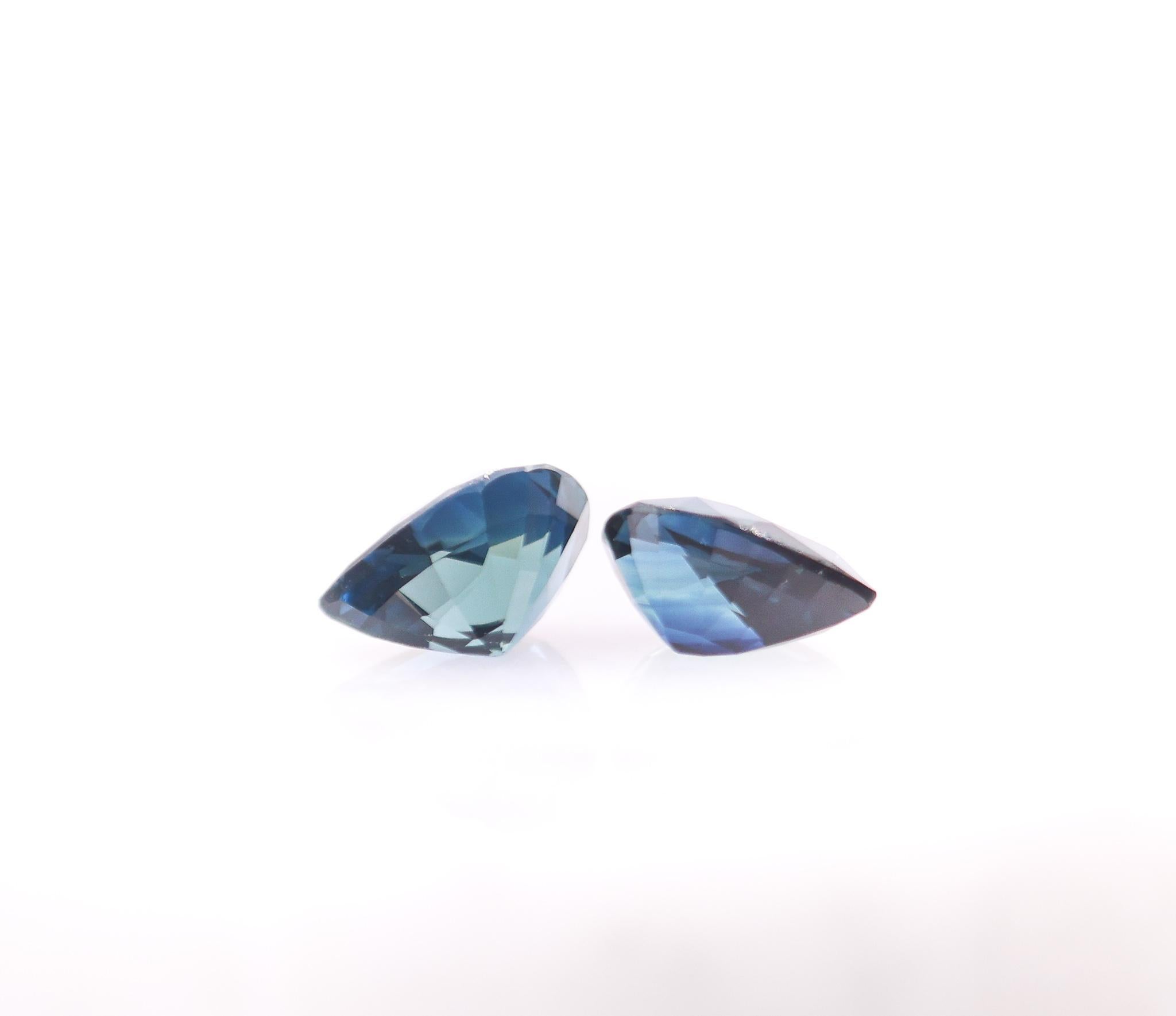 Saphir paon en forme de poire de 3,07 carats, pierre précieuse non sertie, 8 x 6 mm en vente 3