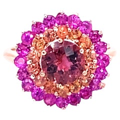 3.07 Carat Tourmaline Sapphire 14 Karat Rose Gold Cluster Ring