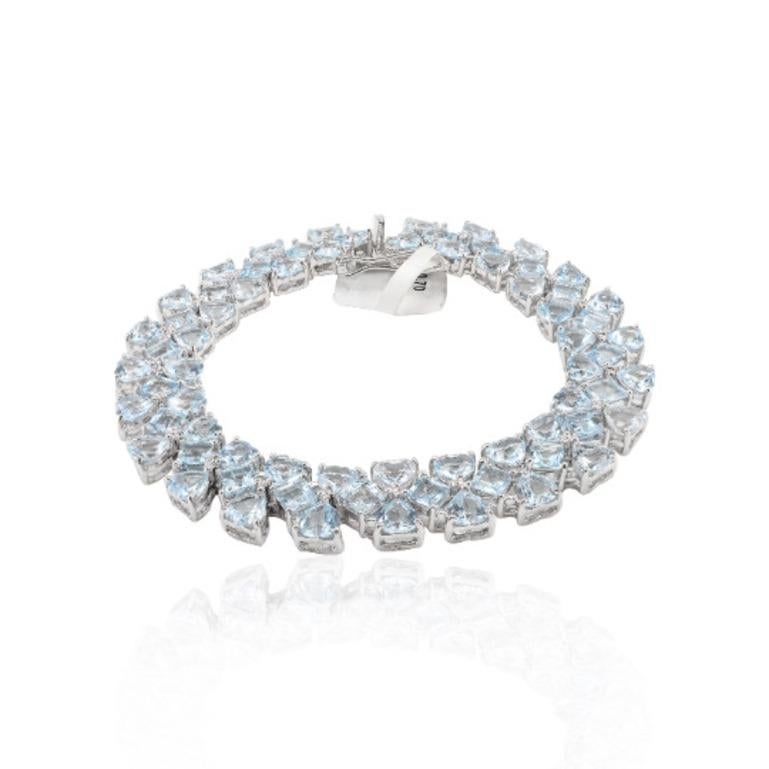 Beautifully handcrafted Aquamarine Wide Bracelets, designed with love, including handpicked luxury gemstones for each designer piece. Grab the spotlight with this exquisitely crafted piece. Inlaid with natural aquamarine gemstones, this bracelet is