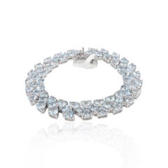 Pulsera ancha de aguamarina de 30,7 quilates hecha a mano en plata de ley 925 para ella