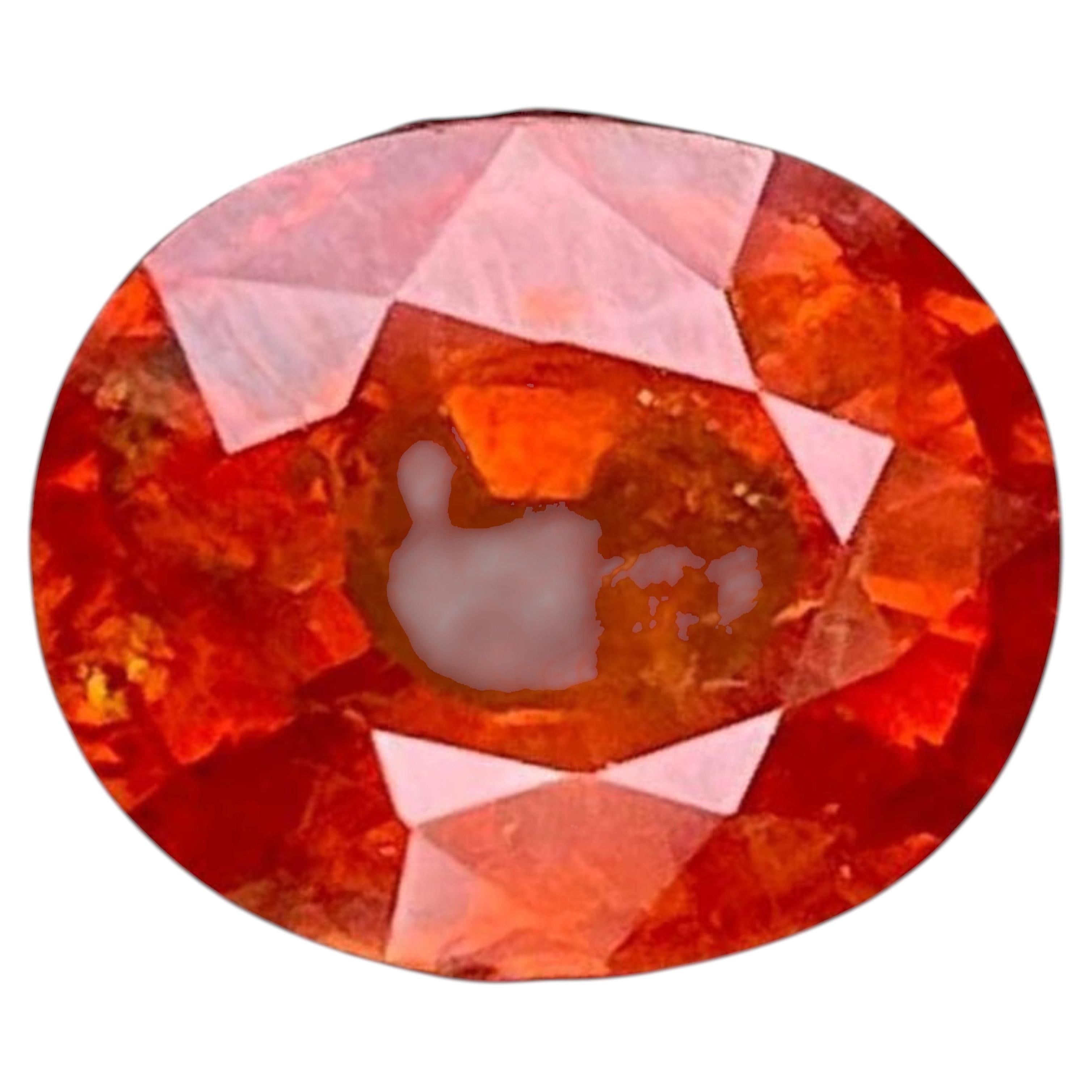 3.07 carats Red Spessartite Garnet Stone Oval Cut Natural Nigerian Gemstone For Sale