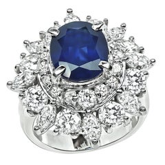 3.07ct Sapphire 2.73ct Diamond Platinum Ring