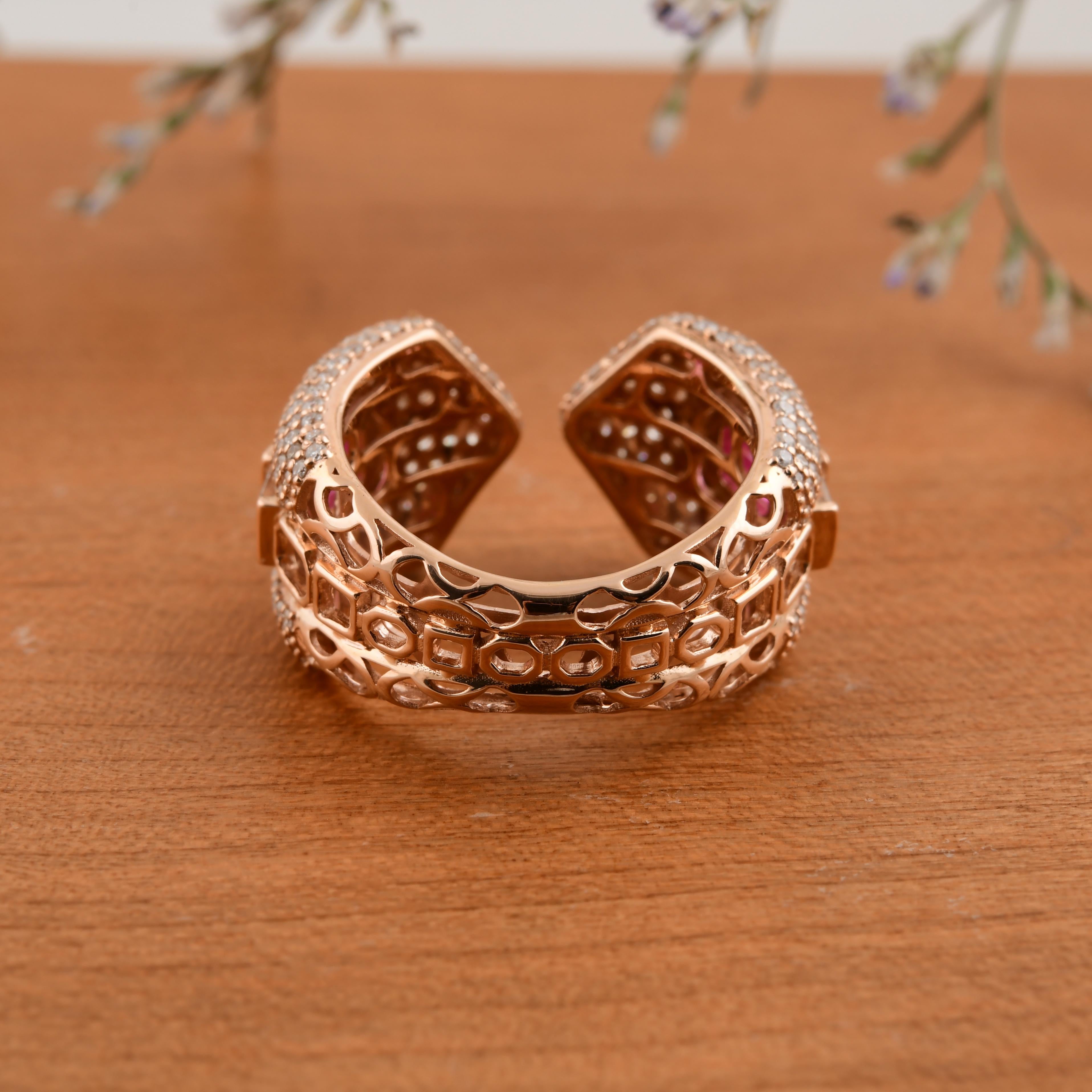 in vendita:  3.07Tcw Cocktail Zaffiro Rosa SI/HI Diamante Anello Aperto Oro 14K Tutte le Tariffe Pagate 7