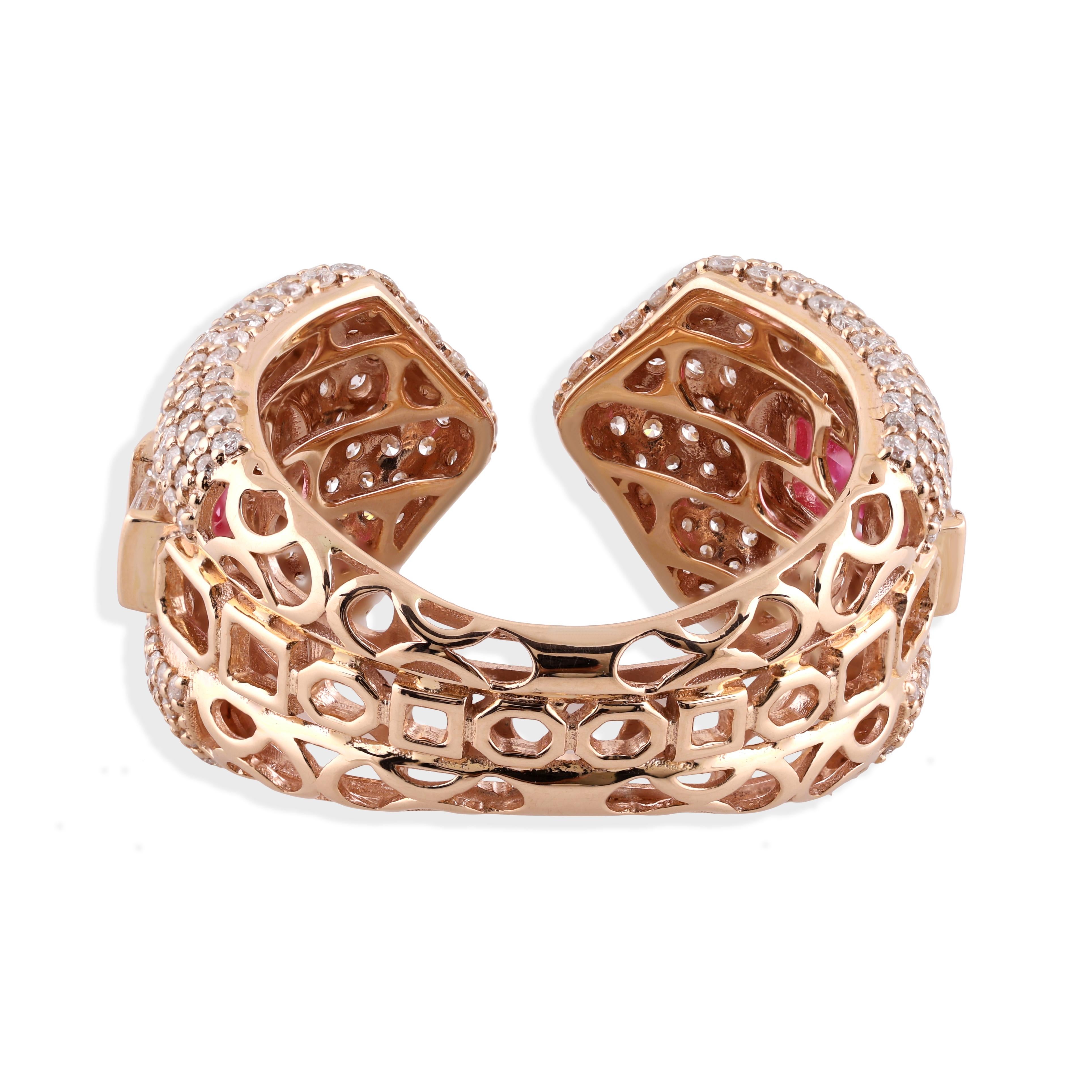 in vendita:  3.07Tcw Cocktail Zaffiro Rosa SI/HI Diamante Anello Aperto Oro 14K Tutte le Tariffe Pagate 8