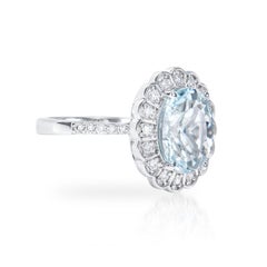 Sunita Nahata Aquamarine 3.08ct. Elegant Ring in 18KWG with Diamond