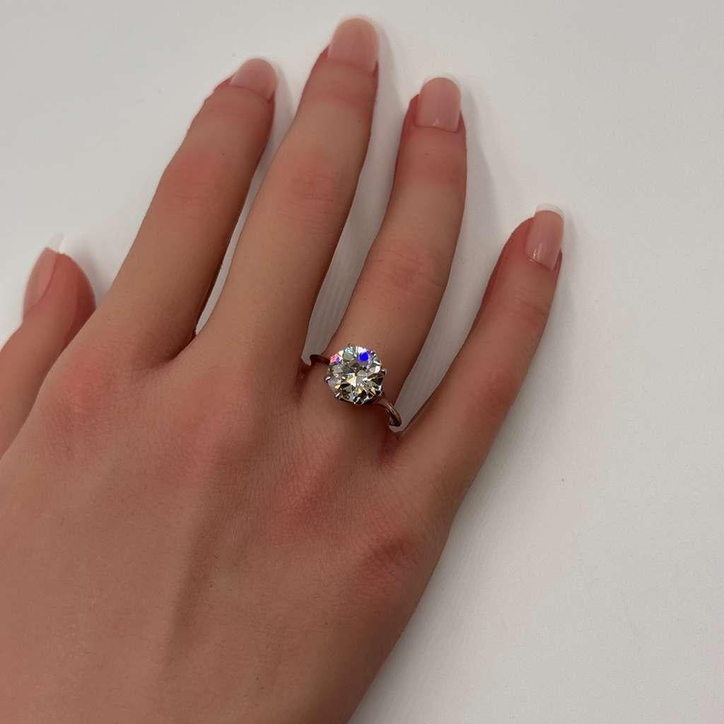 3.08 Carat Diamond Platinum Ring For Sale 6