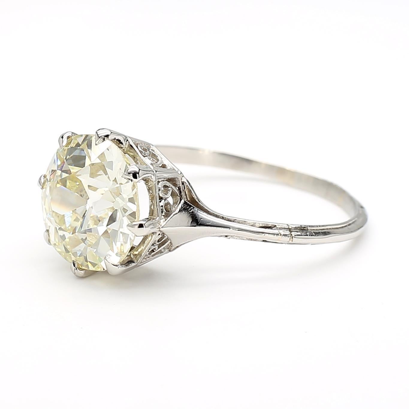 3.08 Carat Diamond Platinum Ring For Sale 1