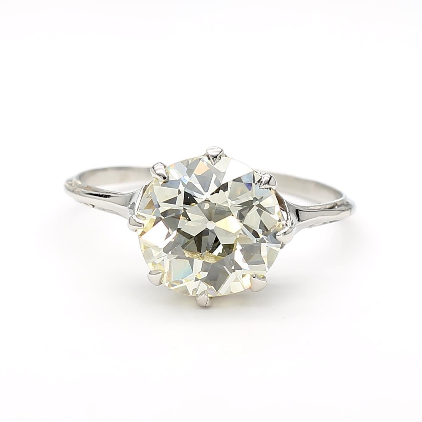 3.08 Carat Diamond Platinum Ring For Sale 2