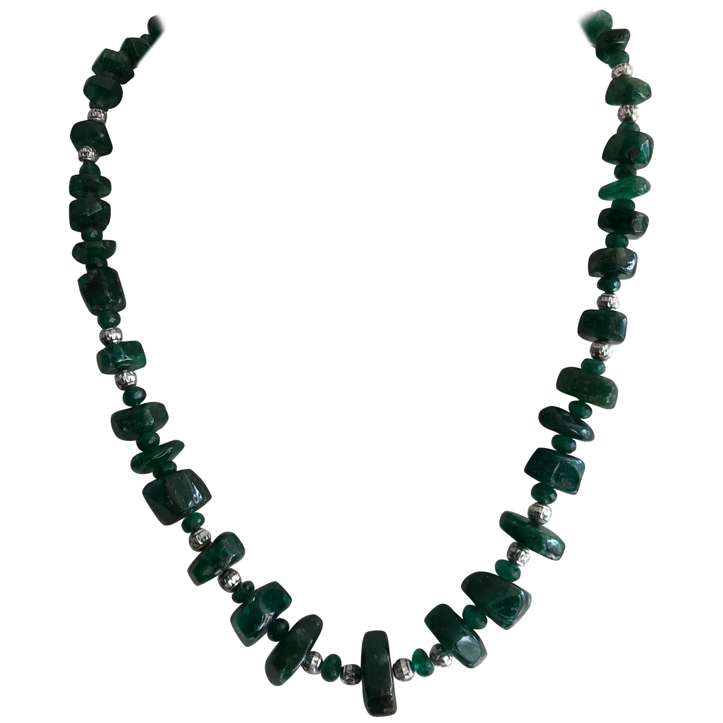 308 Carat Emerald Tumble Beads Necklace