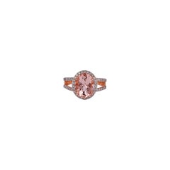 3.08 Carat Morganite & Diamond Ring, Set in 18 Karat  Gold