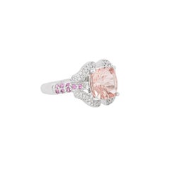 Sunita Nahata Morganite 3.08ct. Anello fantasia in 14KWG con tormalina e diamante.
