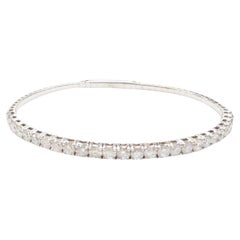 3.08 Carat Natural Diamond Flexible Bangle White Gold 14 Karat