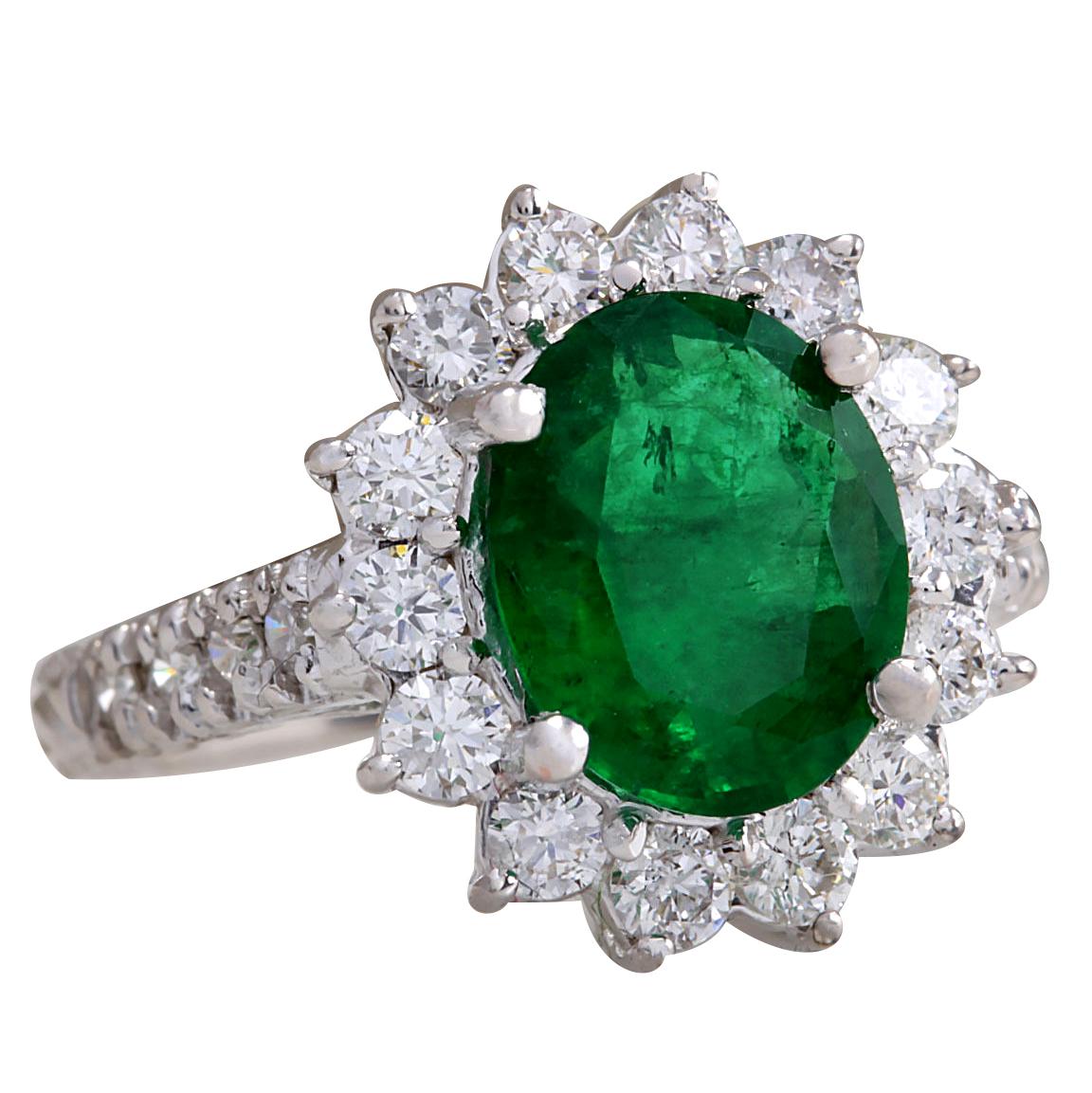 3.08 Carat Natural Emerald 14 Karat White Gold Diamond Ring
Stamped: 14K White Gold
Total Ring Weight: 5.0 Grams
Total Natural Emerald Weight is 2.08 Carat (Measures: 10.00x8.00 mm)
Color: Green
Total Natural Diamond Weight is 1.00 Carat
Color: F-G,