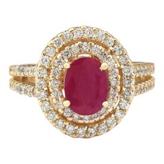 Natural Ruby Diamond Ring In 14 Karat Yellow Gold