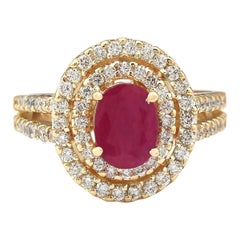 Natural Ruby Diamond Ring In 14 Karat Yellow Gold 