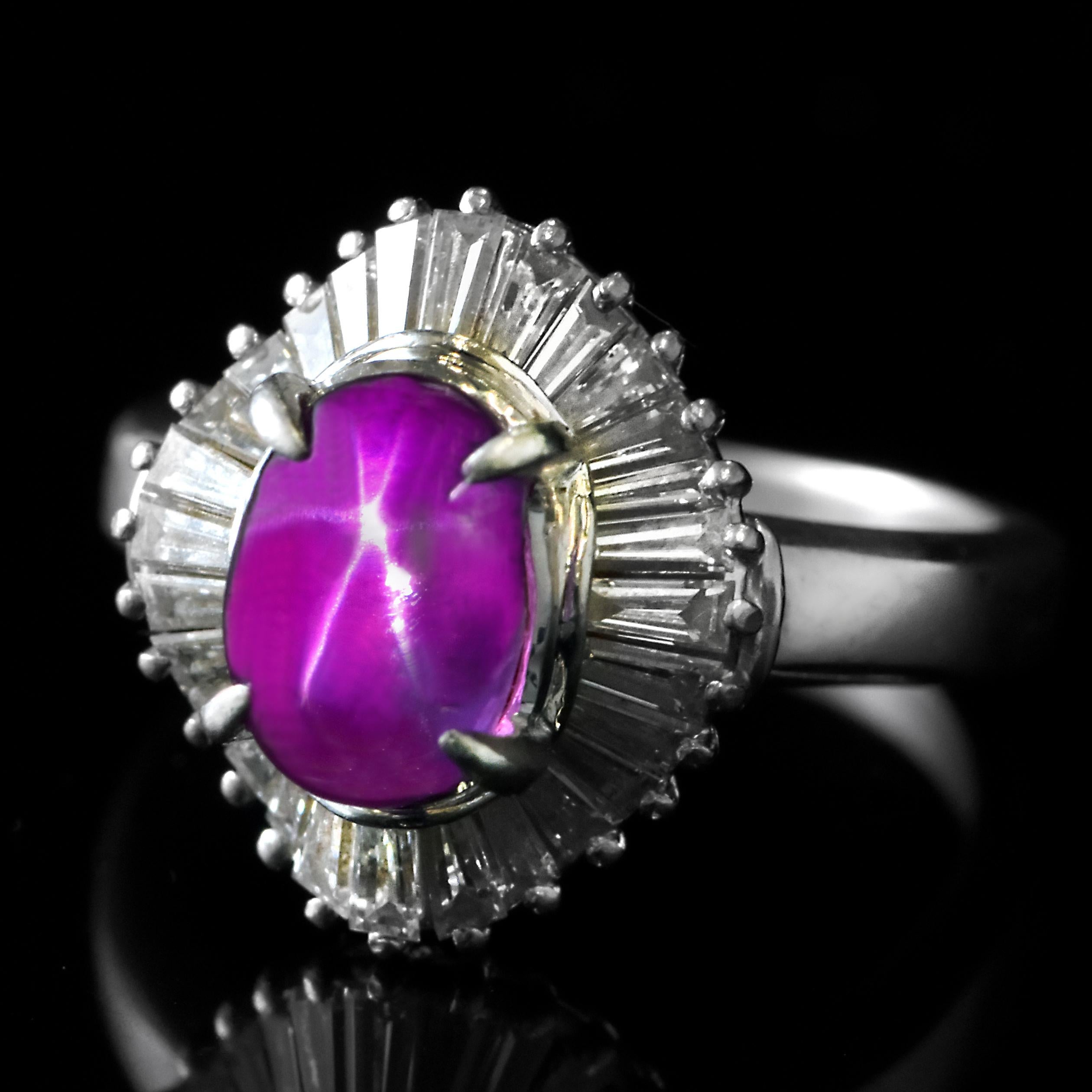 Anello con diamante e rubino naturale da 3,08 carati realizzato in platino in vendita 6