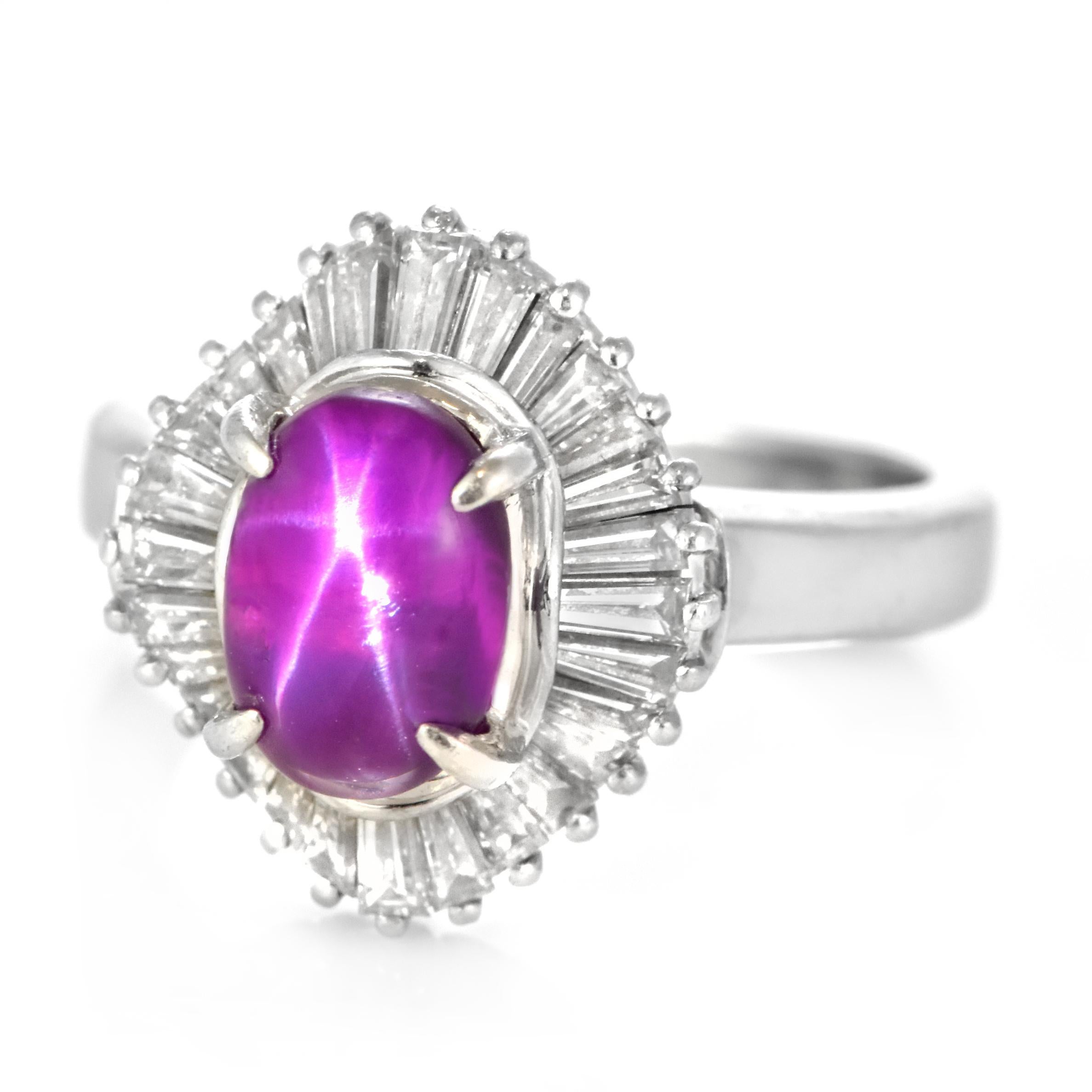 Anello con diamante e rubino naturale da 3,08 carati realizzato in platino In condizioni ottime in vendita a Tokyo, JP