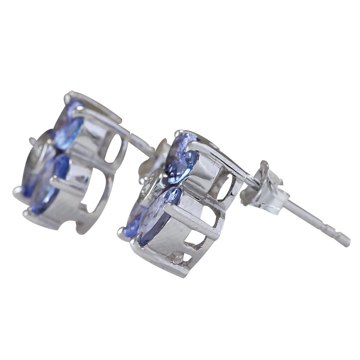 Stamped: 14K White Gold
Total Earrings Weight: 3.1 Grams
Total Natural Tanzanite Weight is 3.00 Carat
Color: Blue
Total Natural Diamond Weight is 0.08 Carat
Color: F-G, Clarity: VS2-SI1
Face Measures: 10.15x11.05 mm
Sku: [702363W]