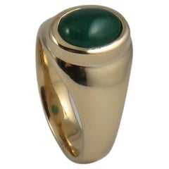 3.08 Carat Oval Cabochon Emerald 9k Yellow Gold Ring