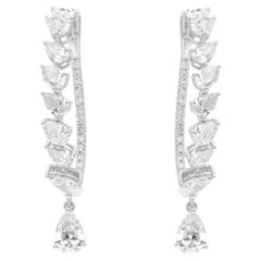 3.08 Carat Pear Round Brilliant Cut Diamond Hoop Earrings 14 Karat White Gold