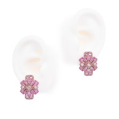 Boucles d'oreilles en or rose 18 carats, 3,08 carats, diamant rose et saphir, Austy Lee