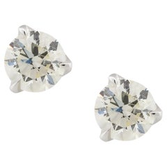 Orecchini a perno con diamante tondo e brillante da 3,08 carati Nature in stock