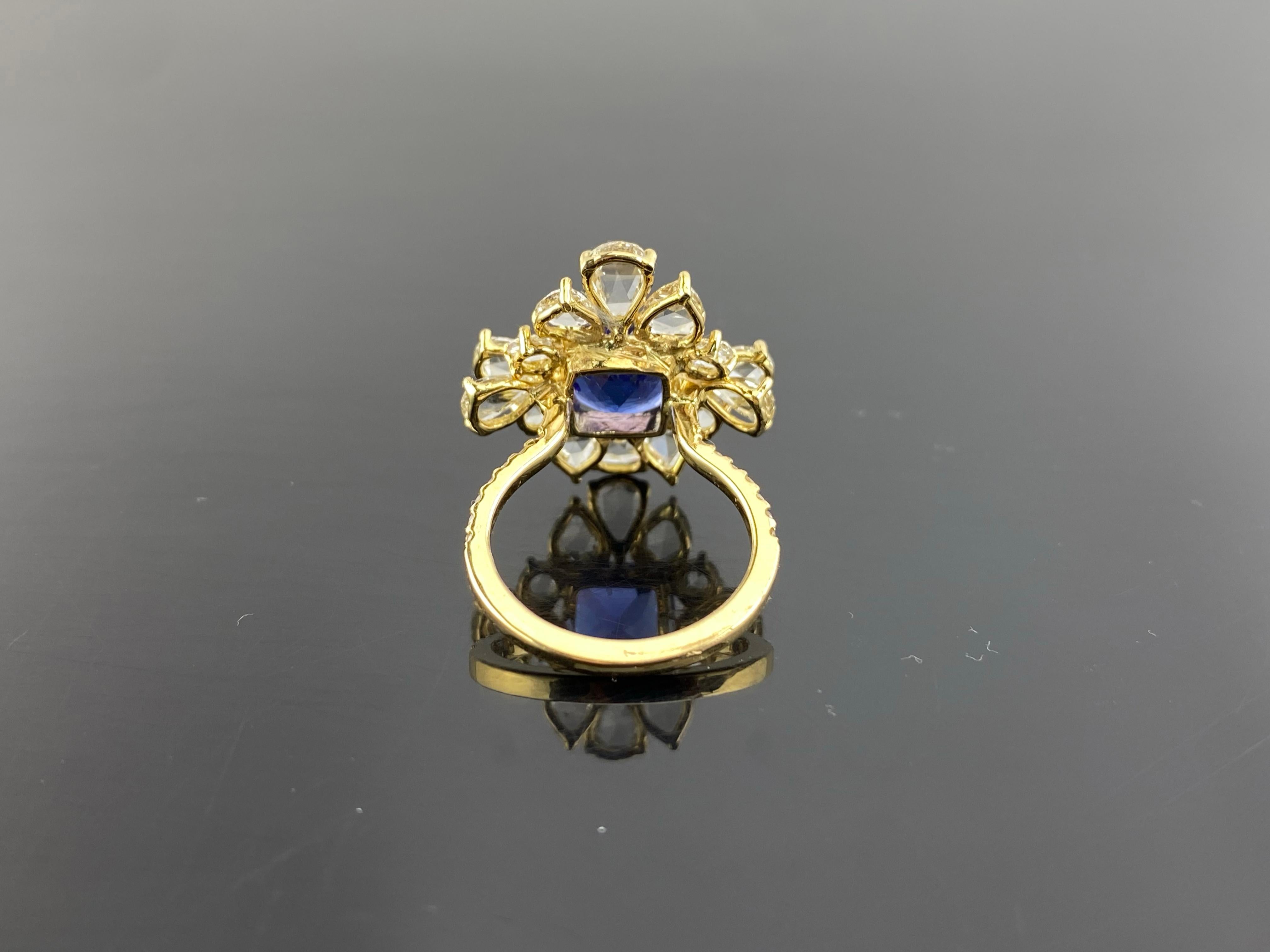 3.08 Carat Tanzanite and 3.03 Carat Diamond Cocktail Ring In New Condition For Sale In Bangkok, Thailand